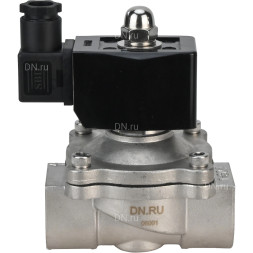 Клапан электромагнитный VS331-VT-NO-24VDC 1/2″ Ду15 Ру10, соленоидный двухходовой, корпус - нержавеющая сталь 304, уплотнение - Viton, резьбовой, нормально-открытый, прямого действия, катушка - 24В