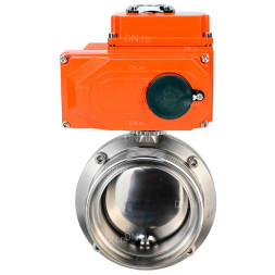 Затвор дисковый поворотный WBV3131S-2W-T-H Ду20 Ру10 резьбовой, корпус - пищевая нержавеющая сталь 304, уплотнение - Silicon, с электроприводом QT-N-003EM-O1-24VDC-У1 HARK