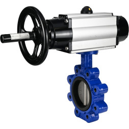 Затвор дисковый поворотный WBV1631E-2W-Fb-H Ду125 Ру16 LUG корпус - чугун QT450, диск - нержавеющая сталь 304, уплотнение - EPDM, с пневмоприводом PA-DA-105-1