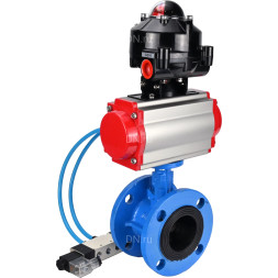 Затвор дисковый поворотный WBV1313E-2W-F-H Ду200 Ру16 фланцевый, корпус - чугун GGG40, диск - чугун GGG40, уплотнение - EPDM, с пневмоприводом PA-DA-140, пневмораспределителем 4V320-10 AC220V и БКВ APL-510N EX