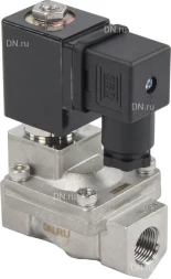 Клапан электромагнитный VS431-VT-NC-24VDC 3/8″ Ду10 Ру16, соленоидный двухходовой, корпус - нержавеющая сталь 304, уплотнение - Viton, резьбовой, нормально-закрытый, пилотный, катушка - 24В