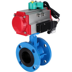 Затвор дисковый поворотный WBV1331E-2W-F-H Ду50 Ру16 корпус - чугун GGG40, диск - нержавеющая сталь 304, уплотнение - EPDM, с пневмоприводом PA-DA-105, пневмораспределителем 4M310-08 AC220V и магнитным переключателем ALS200D