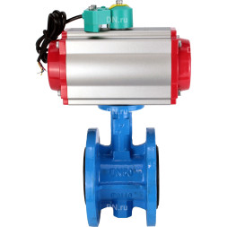 Затвор дисковый поворотный WBV1331E-2W-F-H Ду50 Ру16 корпус - чугун GGG40, диск - нержавеющая сталь 304, уплотнение - EPDM, с пневмоприводом PA-DA-105, пневмораспределителем 4M310-08 AC220V и магнитным переключателем ALS200D