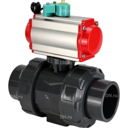 Кран шаровой BV4242E-FP-GRM-ISO Дн100 Ру10 полнопроходной, корпус - НПВХ, шар - НПВХ, уплотнение - EPDM, с пневмоприводом PA-DA-065, пневмораспределителем 4M310-08 AC220V и магнитным переключателем ALS200D