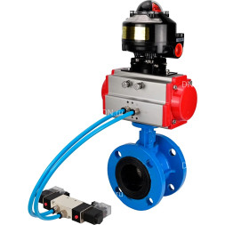 Затвор дисковый поворотный WBV1313E-2W-F-H Ду50 Ру16, корпус - чугун GGG40, диск - чугун GGG40, уплотнение - EPDM, с пневмоприводом PA-DA-105, пневмораспределителем 4M320-08 AC220V и БКВ APL-510N EX