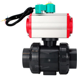 Кран шаровой BV4242E-FP-GRM-ISO Дн100 Ру10 полнопроходной, корпус - НПВХ, шар - НПВХ, уплотнение - EPDM, с пневмоприводом PA-SA-083 и магнитным переключателем ALS200D