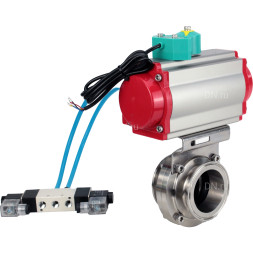 Затвор дисковый поворотный кламповый WBV3131E-2W-C-H Ду25 Ру10 корпус - пищевая нержавеющая сталь 304, уплотнение - EPDM, с пневмоприводом PA-DA-052, пневмораспределителем 4V320-10 AC220V и магнитным переключателем ALS200D