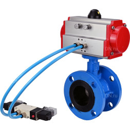 Затвор дисковый поворотный WBV1313E-2W-F-H Ду65 Ру16 фланцевый, корпус - чугун GGG40, диск - чугун GGG40, уплотнение - EPDM, с пневмоприводом PA-DA-105 и пневмораспределителем 4V320-08 AC220V