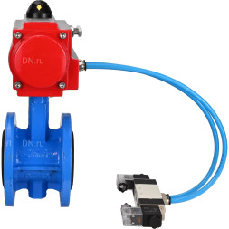Затвор дисковый поворотный WBV1313E-2W-F-H Ду65 Ру16 фланцевый, корпус - чугун GGG40, диск - чугун GGG40, уплотнение - EPDM, с пневмоприводом PA-DA-105 и пневмораспределителем 4V320-08 AC220V