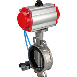 Затвор дисковый поворотный WBV3232N-2W-Fb-H Ду125 Ру16, корпус - нержавеющая сталь 316L, диск - нержавеющая сталь 316L, уплотнение - NBR, с пневмоприводом PA-SA-130 с возвратными пружинами, с пневмораспределителем 4V320-08 AC220V