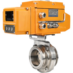 Затвор дисковый поворотный WBV3131S-2W-T-H Ду15 Ру10 резьбовой, корпус - пищевая нержавеющая сталь 304, уплотнение - Silicon, с электроприводом QT-N-005EM-A1-220VAC-У1 c датчиком обратной связи и входным управляющим сигналом 4-20мА HARK