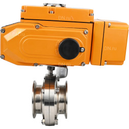 Затвор дисковый поворотный WBV3131S-2W-T-H Ду15 Ру10 резьбовой, корпус - пищевая нержавеющая сталь 304, уплотнение - Silicon, с электроприводом QT-N-005EM-A1-220VAC-У1 c датчиком обратной связи и входным управляющим сигналом 4-20мА HARK
