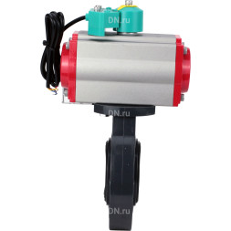 Затвор дисковый поворотный WBV4242E-2W-Fb-ISO Дн125 Ру10 межфланцевый, корпус - НПВХ, диск - НПВХ, уплотнение - EPDM, с пневмоприводом PA-SA-105, пневмораспределителем 4M310-08 AC220V и магнитным переключателем ALS200D
