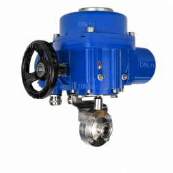 Затвор дисковый поворотный WBV3131E-2W-C-H Ду15 Ру10 кламповый, корпус - пищевая нержавеющая сталь 304, уплотнение - EPDM, с электроприводом QT-N-005M-O2-380VAC-У1 с моментной муфтой и штурвалом