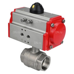 Кран шаровой BV3232P(2pc)-FP-T-ISO-H Ду100 Ру40 полнопроходной двухходовой, нержавеющая сталь 316, внутренняя резьба, уплотнение - PTFE, с пневмоприводом с возвратными пружинами PA-SA-160