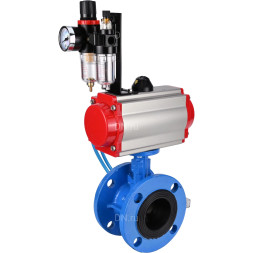 Затвор дисковый поворотный WBV1313E-2W-F-H Ду80 Ру16 фланцевый, корпус - чугун GGG40, диск - чугун GGG40, уплотнение - EPDM, с пневмоприводом PA-DA-105, пневмораспределителем 4V320-10 AC220V и БПВ AFC2000