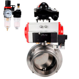 Затвор дисковый поворотный кламповый WBV3131S-2W-C-H Ду15 Ру10 корпус - пищевая нержавеющая сталь 304, уплотнение – Silicon, с пневмоприводом PA-DA-065, пневмораспределителем 4M310-08 DC24V, БКВ APL-210N и БПВ AFC2000