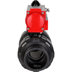 Кран шаровой BV4242E-FP-GRM-ISO Дн25 Ру10 полнопроходной, корпус - НПВХ, шар - НПВХ, уплотнение - EPDM, с пневмоприводом PA-SA-052 с возвратными пружинами
